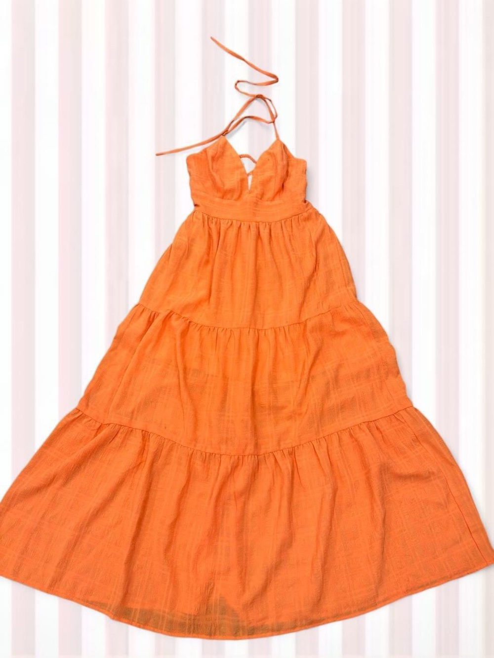 Speechless Bright Orange Halter Tiered Maxi Dress